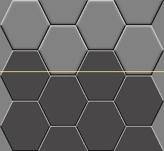 For a base set by the yellow line: dark hexes will be drawn behind a unit, light hexes in front