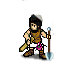 A ivrim peasant lvl0 the bronze dagger on the belt is animated - drawn prior to an attack (time=0) and the shovel lies on the ground then