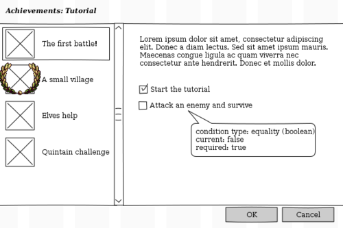 Mockup for Achievement Detail (this includes a tooltip which shows the current progress of the user)