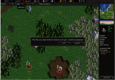 screenshot of the error message