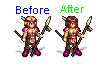 As an example of skin and hair color changes