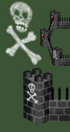 Chalk drawings on the towers in lieu of nassty windowsses.