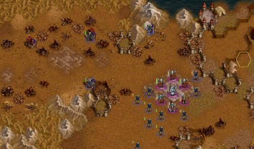 Overlapping images and fractal noise used to depict non-playable parts of a ruined town.